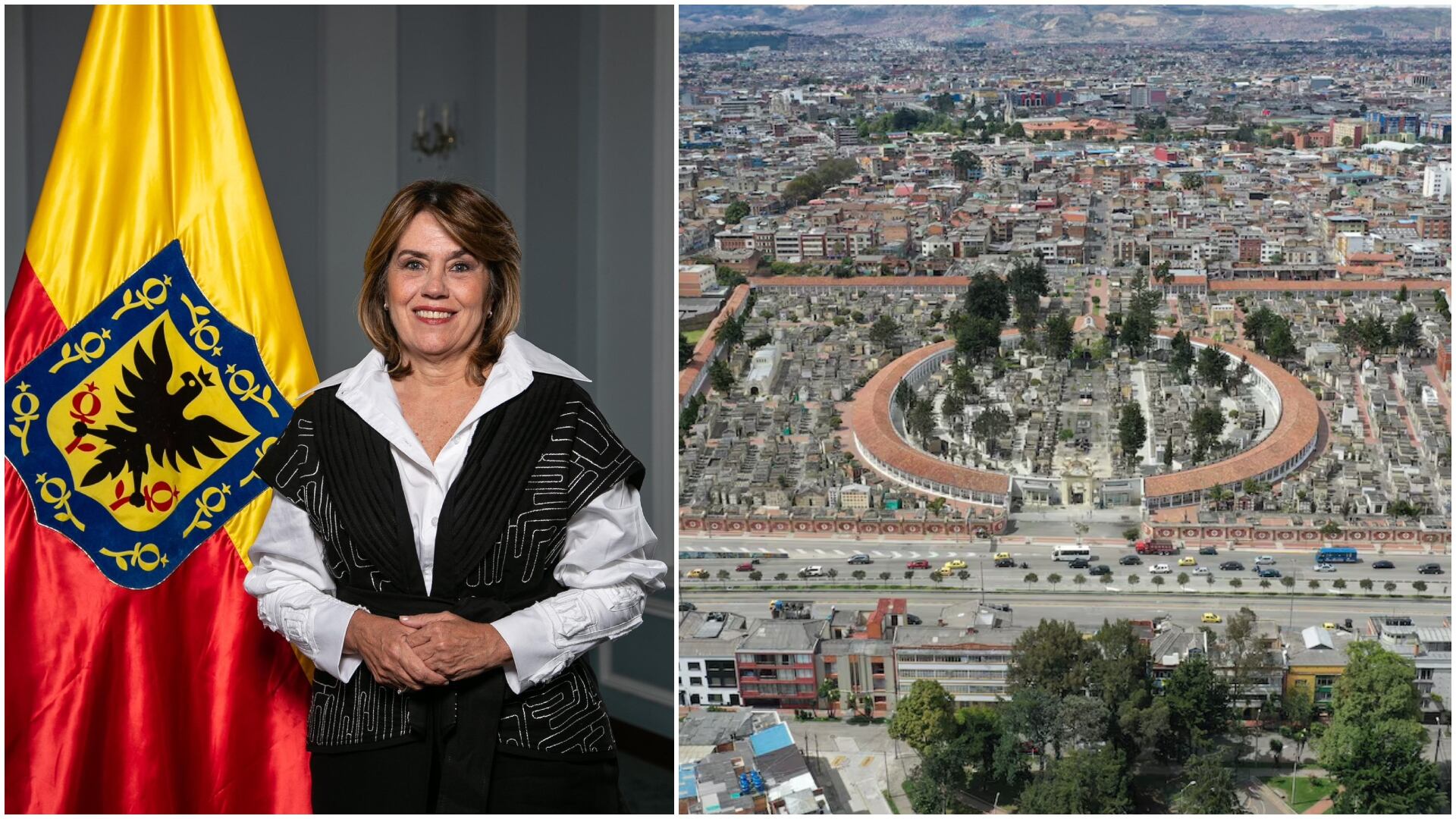 Denuncian en la Fiscalía a Consuelo Ordóñez, directora de la Uaesp, por la crisis de los cementerios en Bogotá (Foto de Consuelo Ordoñez y Cementerio Central - vía: UAESP)