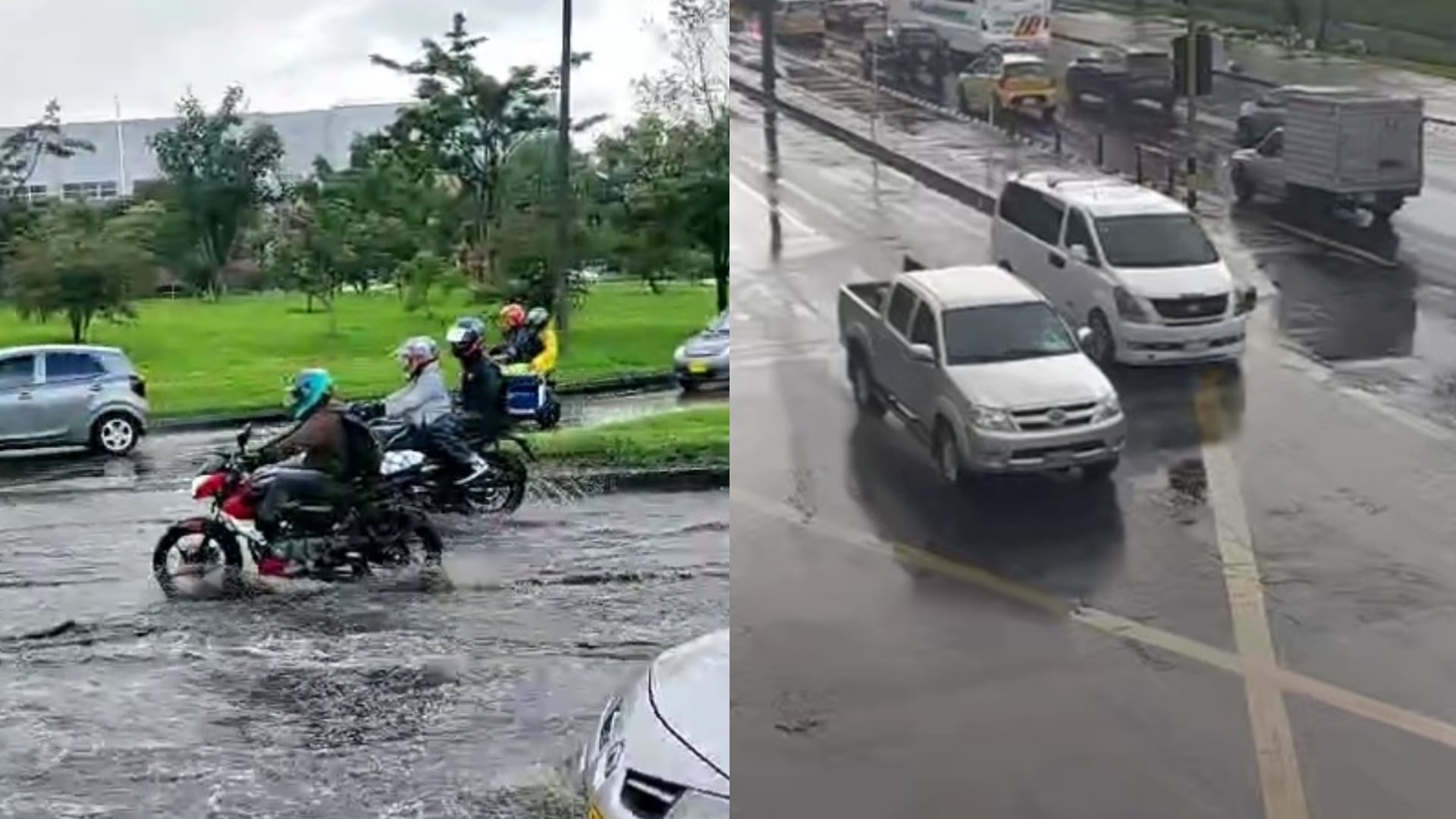 Inundaciones en las vías de Bogotá por los aguaceros.