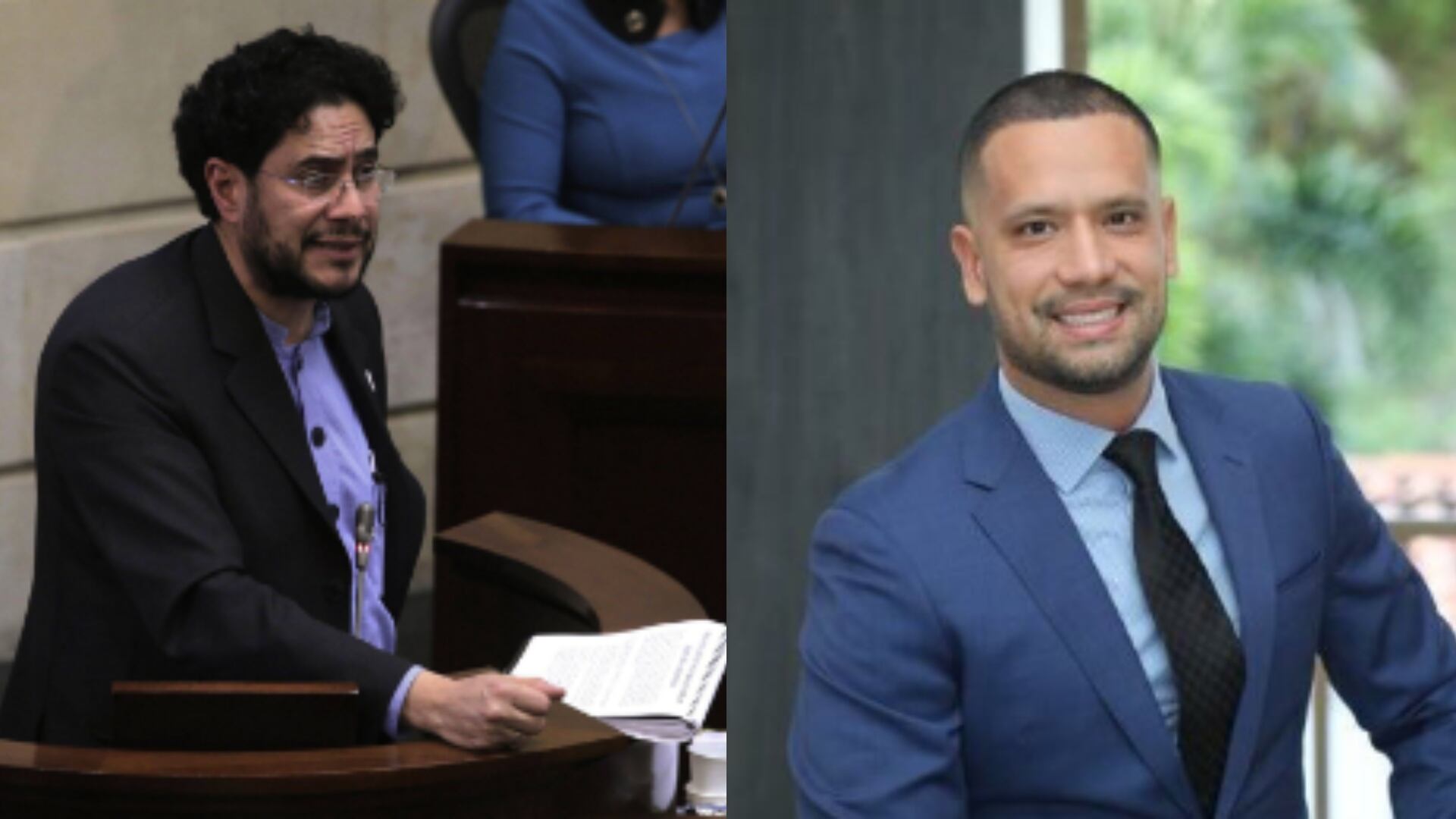 Iván Cepeda y el abogado Diego Cadena.