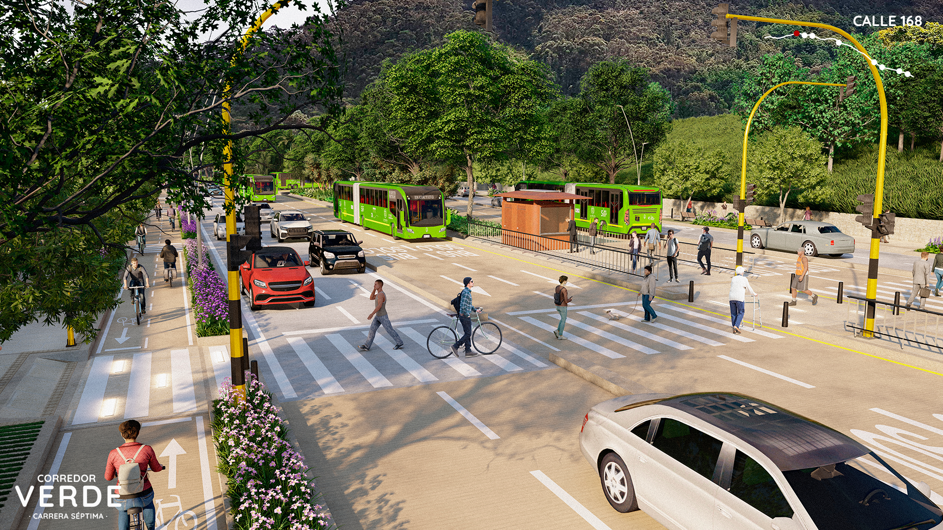 Así se vería el Corredor Verde Carrera Séptima en la Calle 168