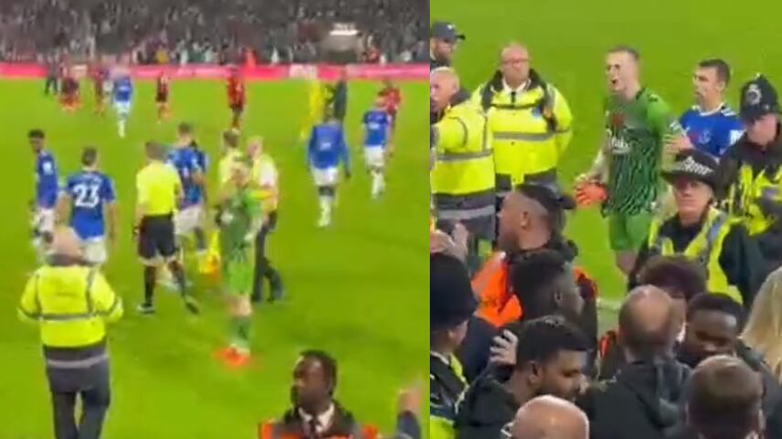 Jordan Pickford e hinchas del Everton