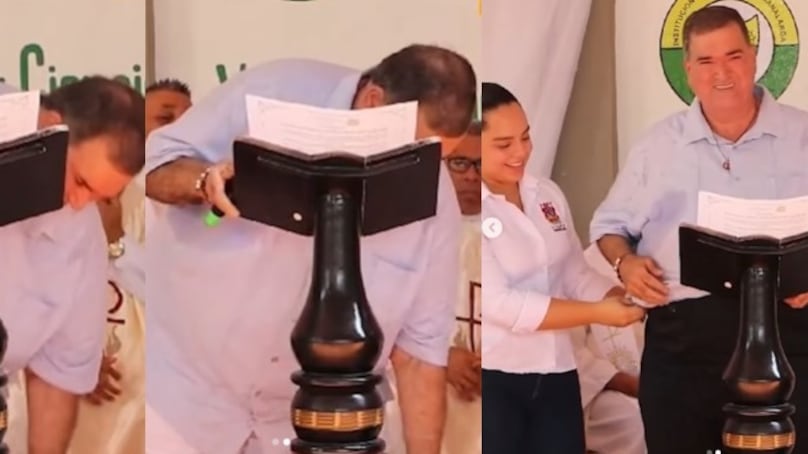 Alcalde de Sabanalarga se quedó sin pantalones en pleno discurso.