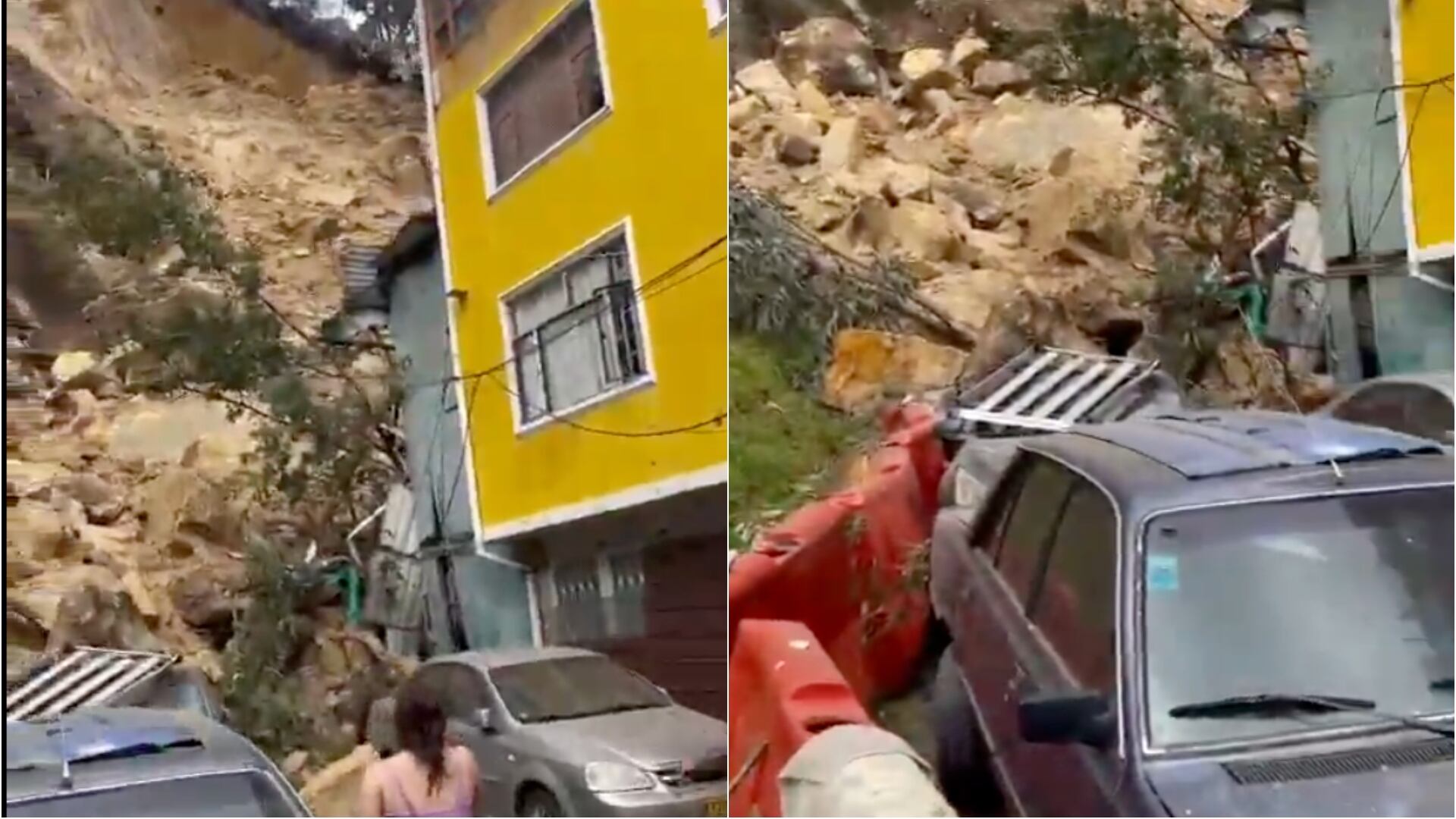 Derrumbe en Usaquén, Bogotá: Grave deslizamiento de tierra afecta viviendas y vehículos (Imágenes de redes sociales)
