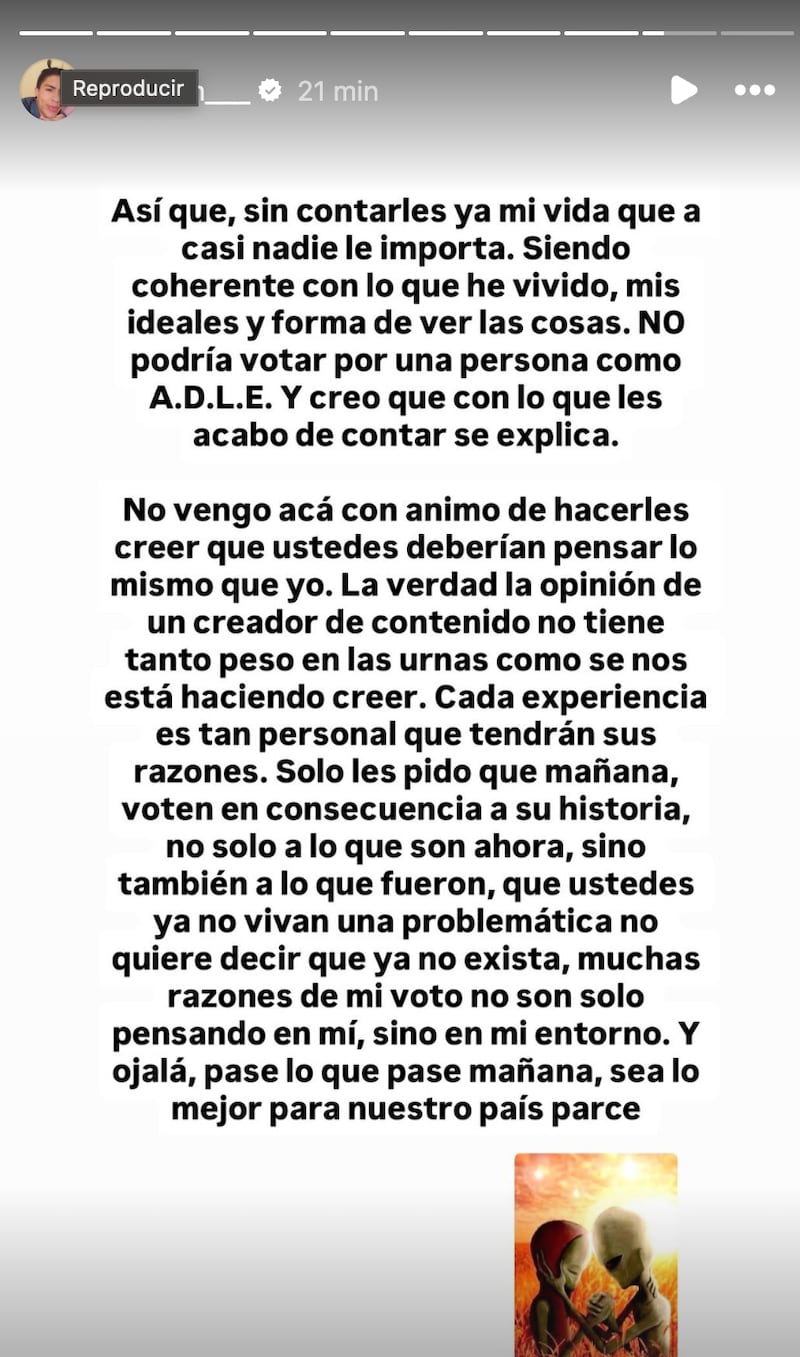 Juanda reapareció para revelar su voto por Iván Cepeda