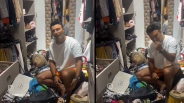 Foto del intérprete Alfonso Stummo denunciando el robo en su casa en medio de lágrimas.