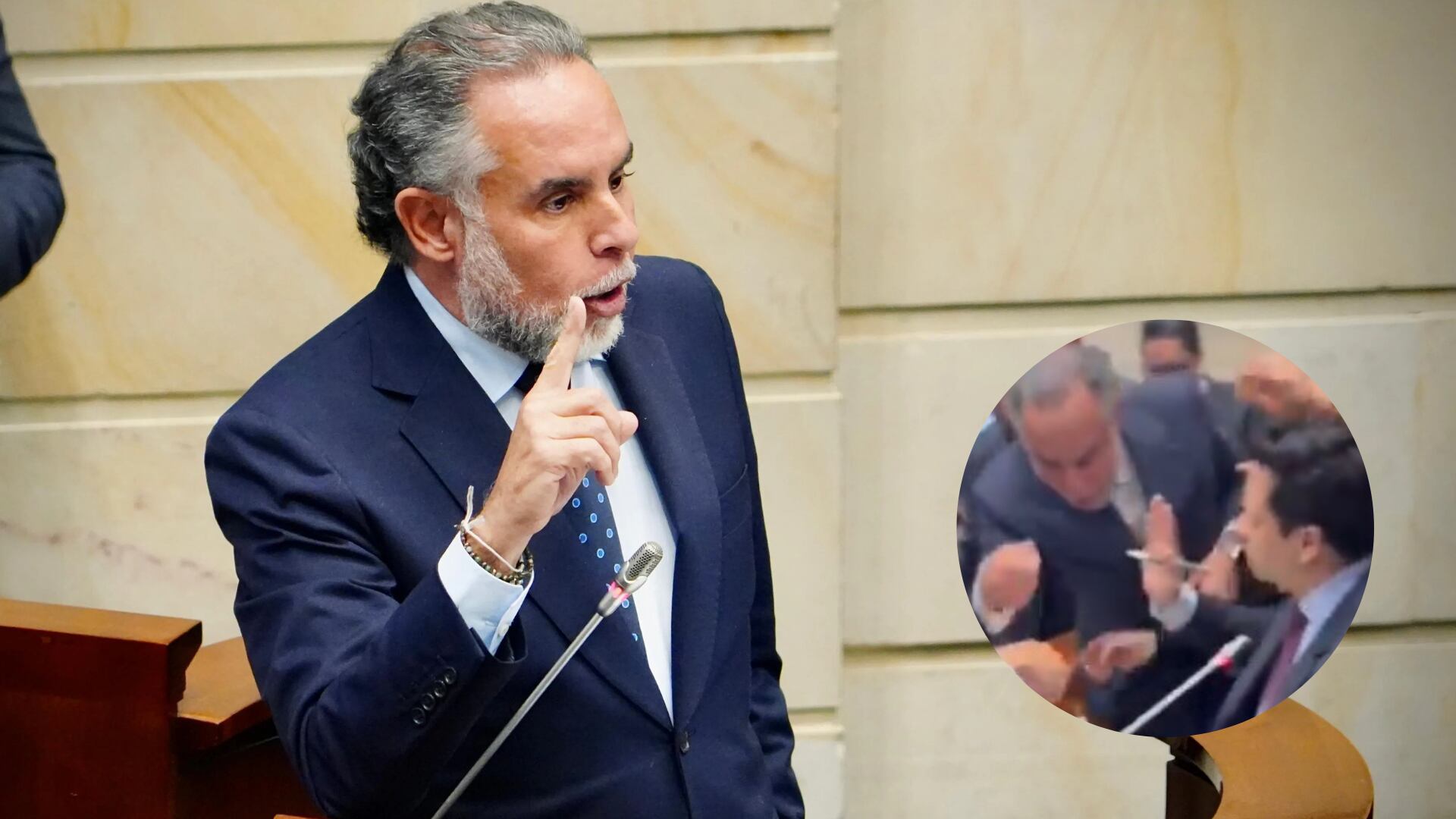 Benedetti juró por sus hijos que no quería golpear al secretario del Senado.