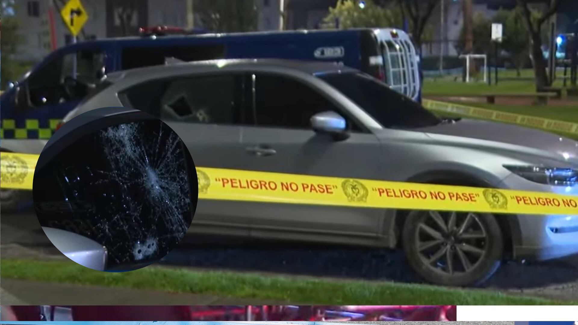 Camioneta sin placas y baleada en medio de un robo en Bogotá