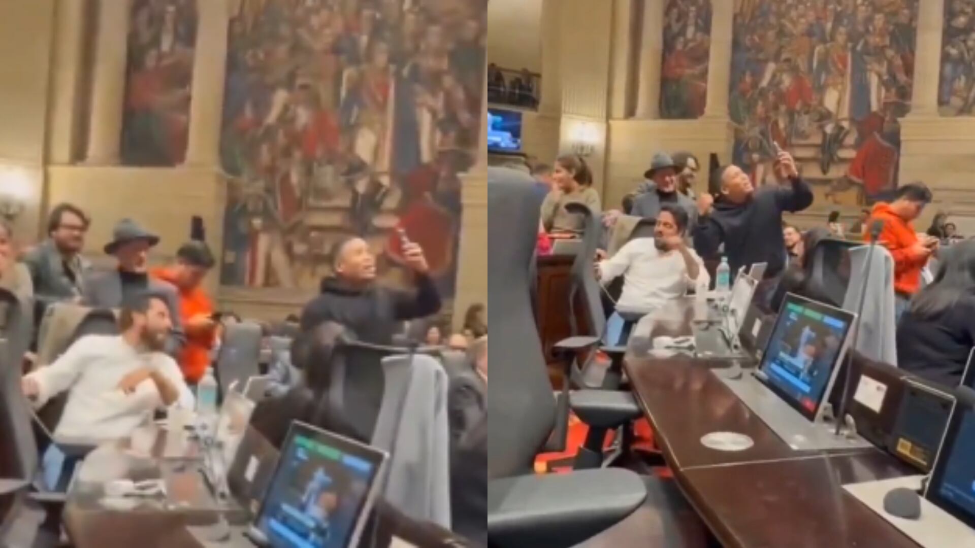 Pelea entre los congresistas Polo Polo y Alfredo Mondragón.