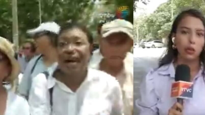 Agreden a periodistas de RTVC en marcha contra Petro en Barranquilla.