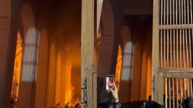 Foto incendio en la Catedral Basílica de Santa Marta en Jueves Santo desata pánico en pleno centro histórico.