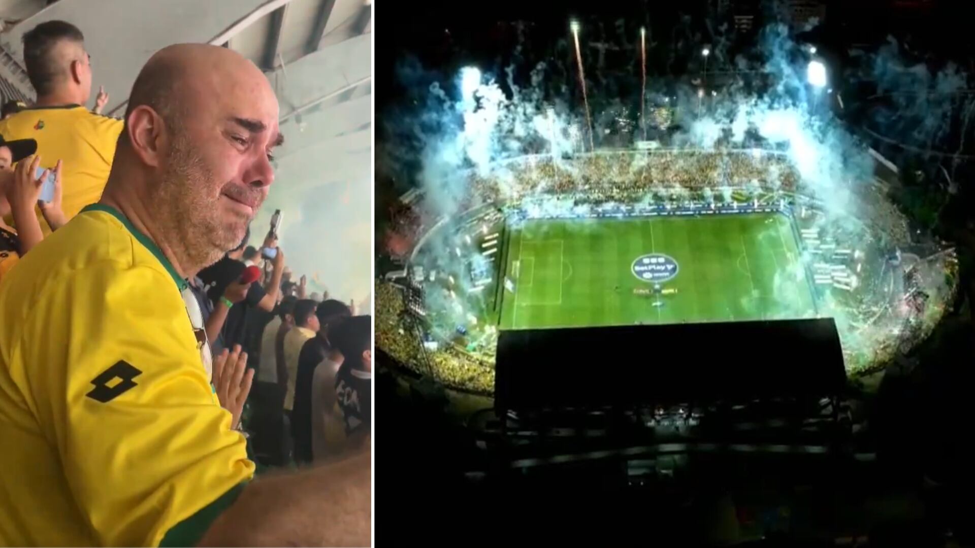 Celebración de Atlético Bucaramanga tras ganarle a Santa Fe la primera final