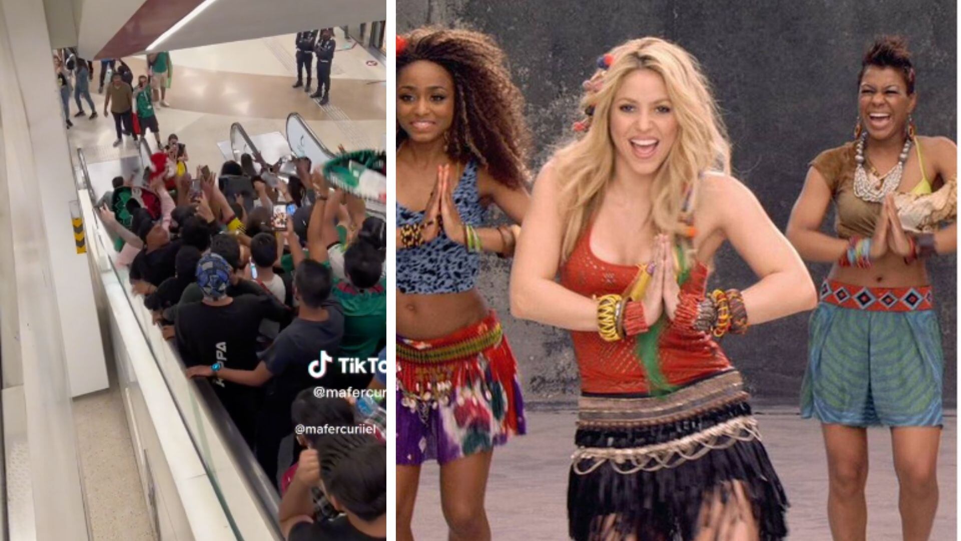 Latinos cantaron 'Waka Waka' en metro de Qatar.