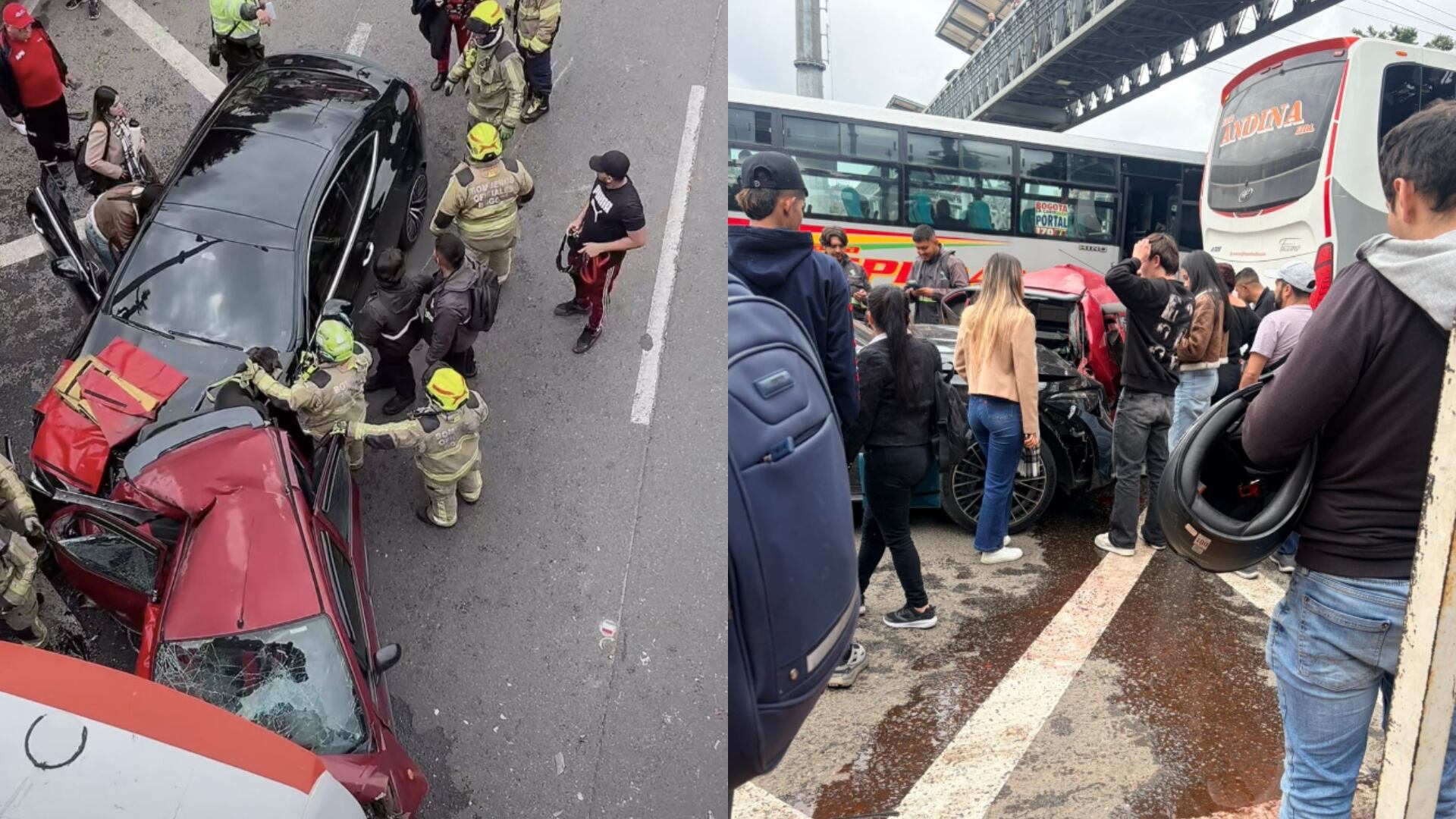 Fuerte accidente de tránsito en el norte de Bogotá.