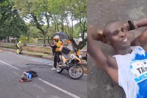 Corredor keniano sufrió grave lesión en la Maratón de Cali por culpa de un hueco en la vía