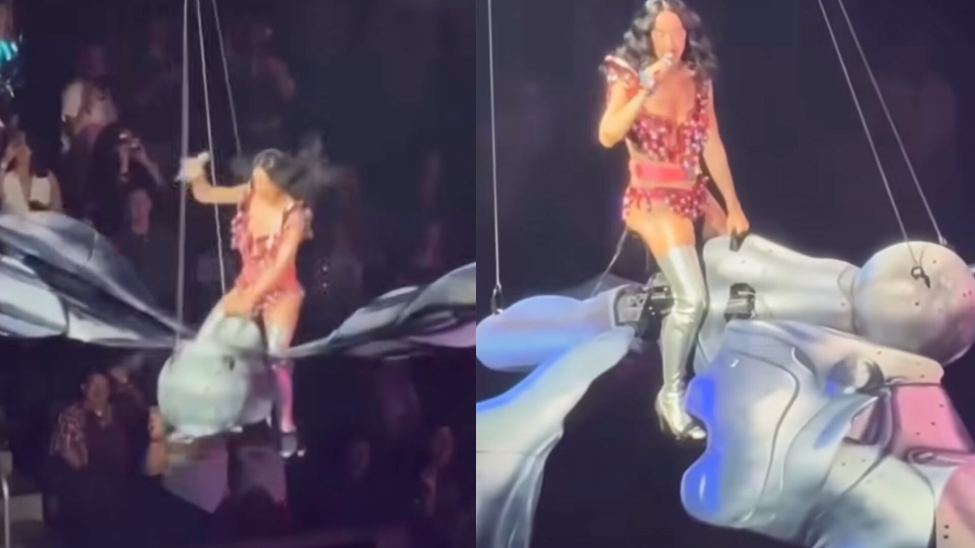 Katy Perry casi cae en show en Estados Unidos