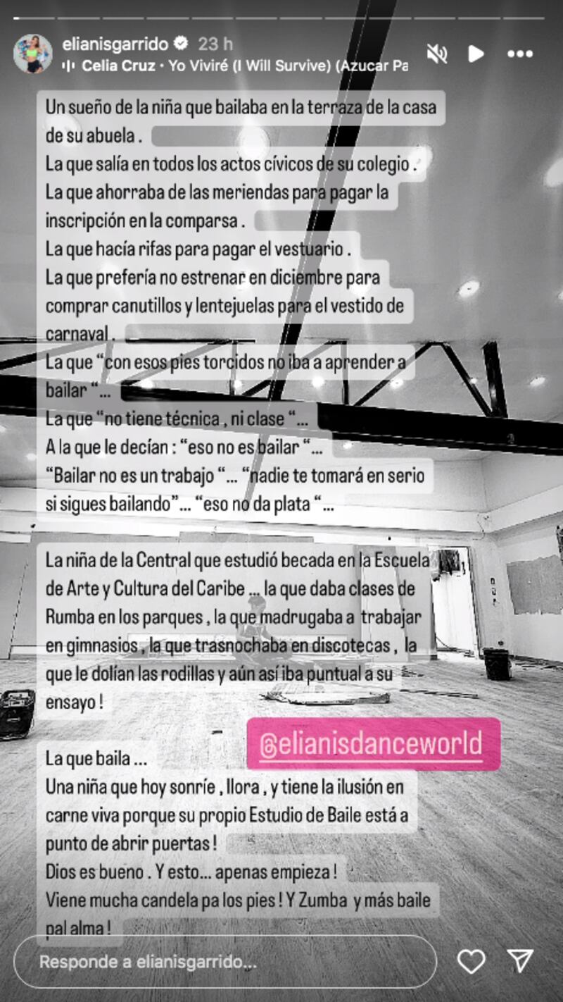 Elianis Garrido abrirá su estudio de baile