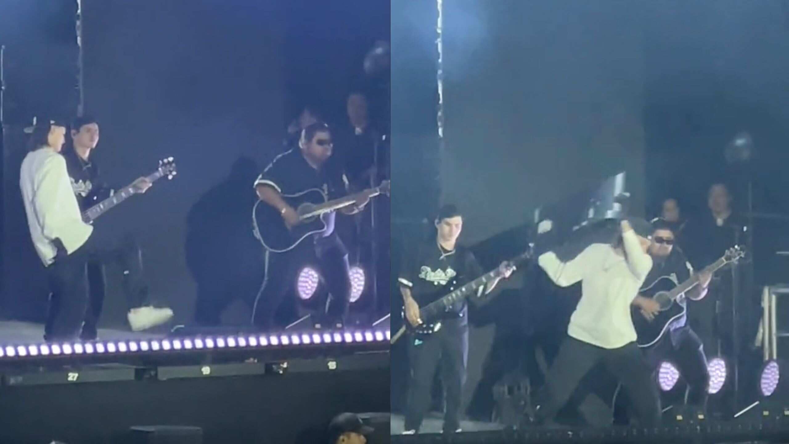 Peso Pluma rompe y avienta una pantalla en pleno concierto