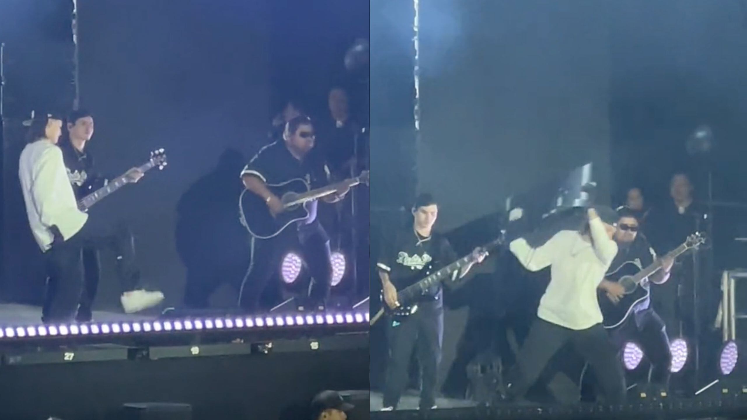 Peso Pluma rompe y avienta una pantalla en pleno concierto