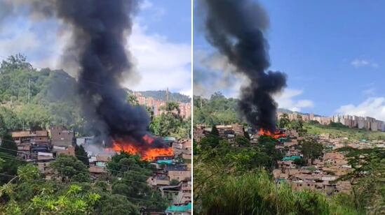 Incendio viviendas de invasión en Medellín