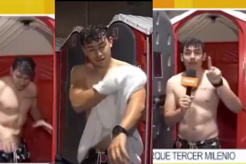 Presentador de CityTV se duchó en vivo tras nueva iniciativa en Bogotá; así fue el gracioso momento