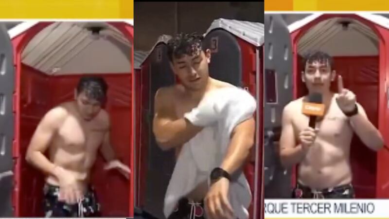 Presentador de CityTV se duchó en vivo tras nueva iniciativa en Bogotá; así fue el gracioso momento