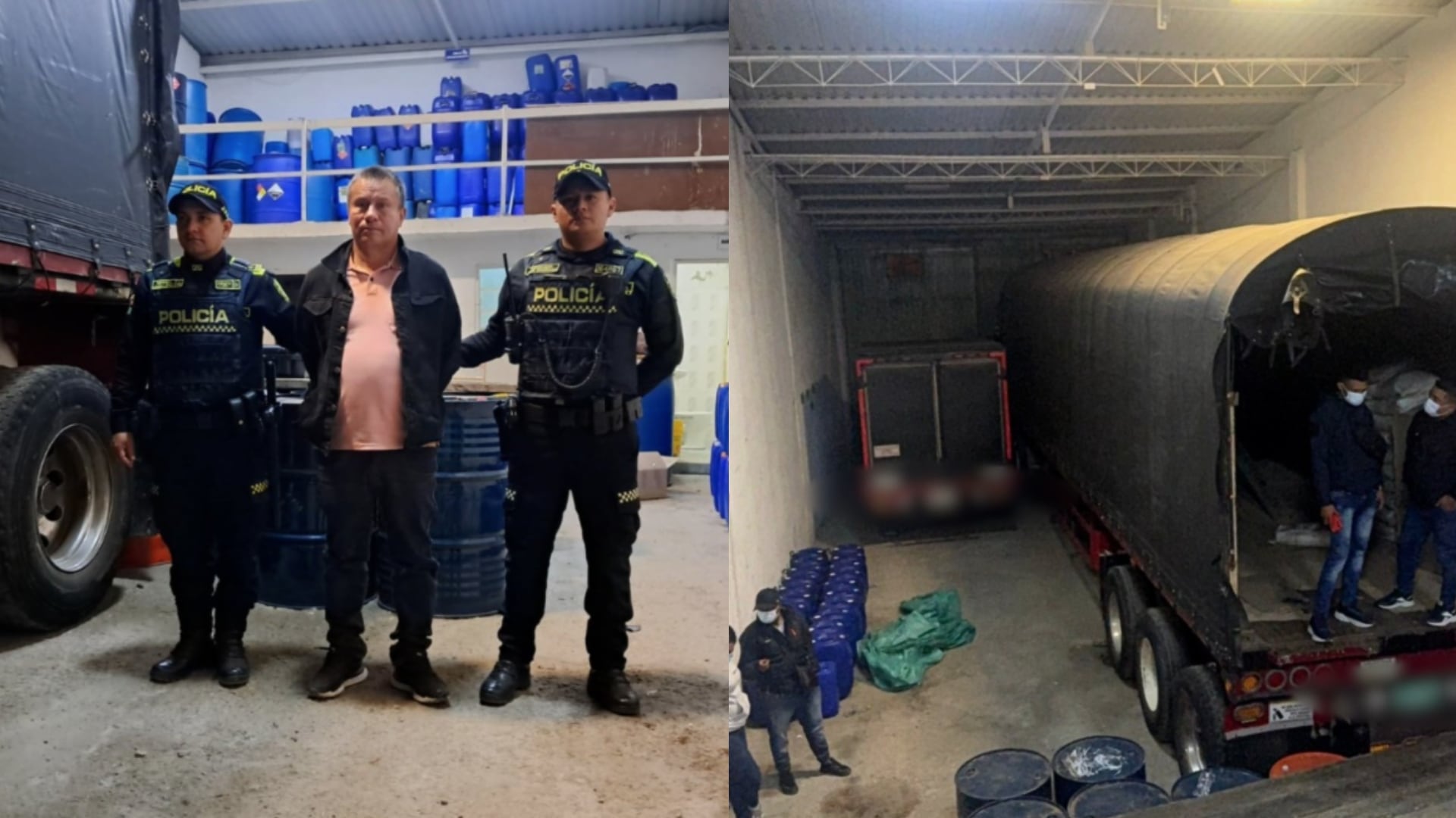 Fiscalía desmantela una bodega que almacenaba químicos para la producción de cocaína.