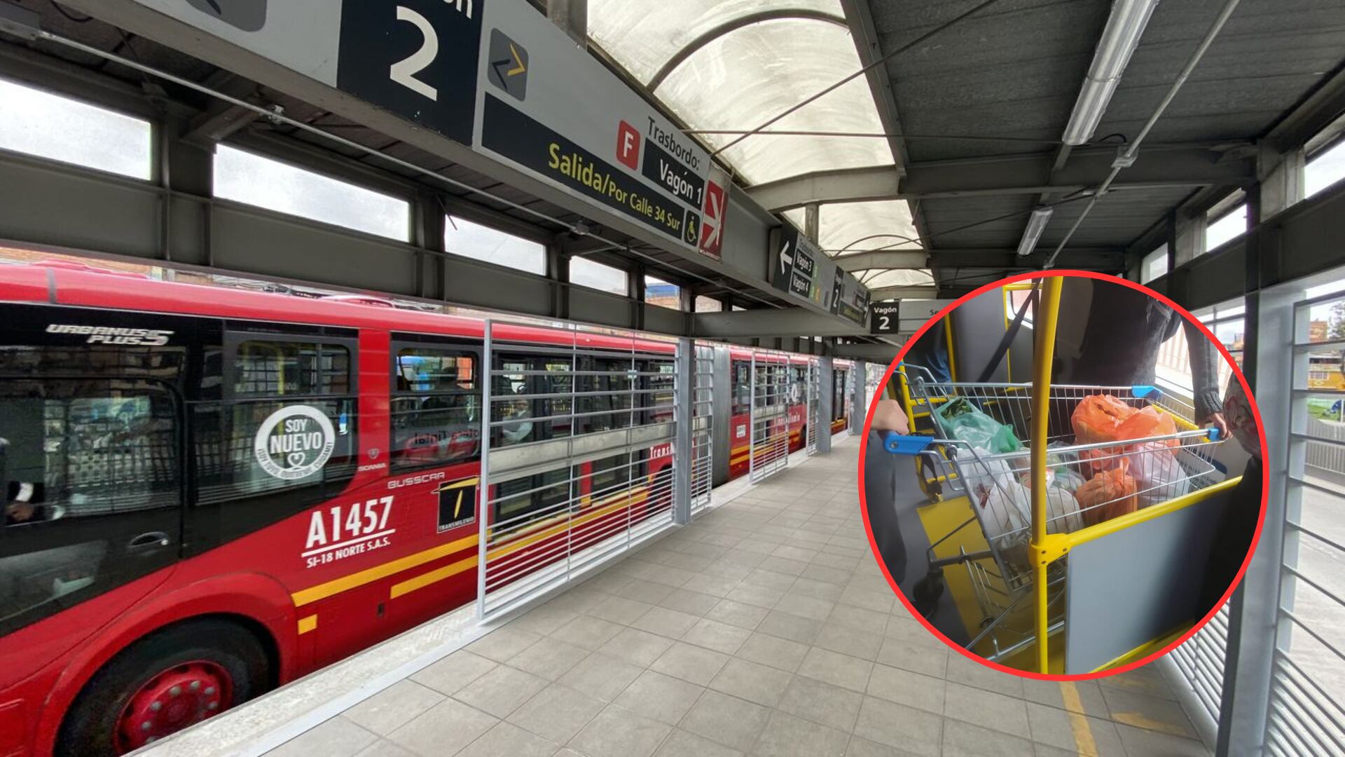 Usuarios subieron el carro de mercado al TransMilenio