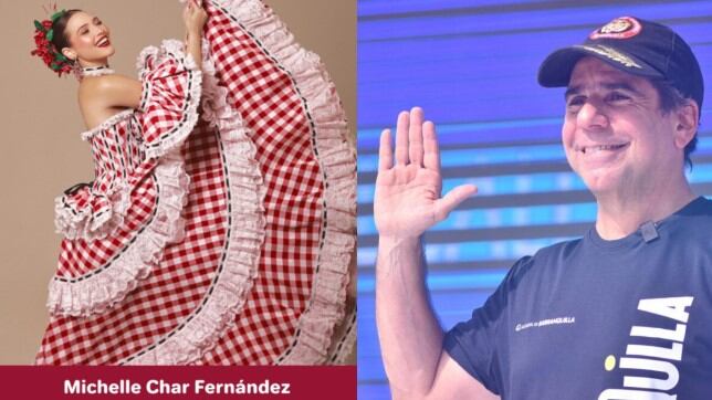Foto de Michelle Char aspirante a reina del Carnaval y del alcalde de Barranquilla, Alejandro Char.