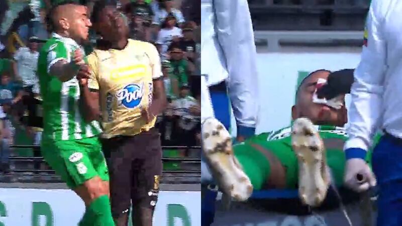 Malas noticias para Nacional: Cristian Arango casi se descalabra tras fuerte choque y tuvo que ser retirado en ambulancia del estadio