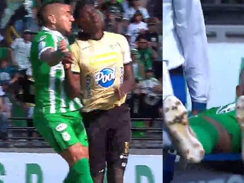 Malas noticias para Nacional: Cristian Arango casi se descalabra tras fuerte choque y tuvo que ser retirado en ambulancia del estadio