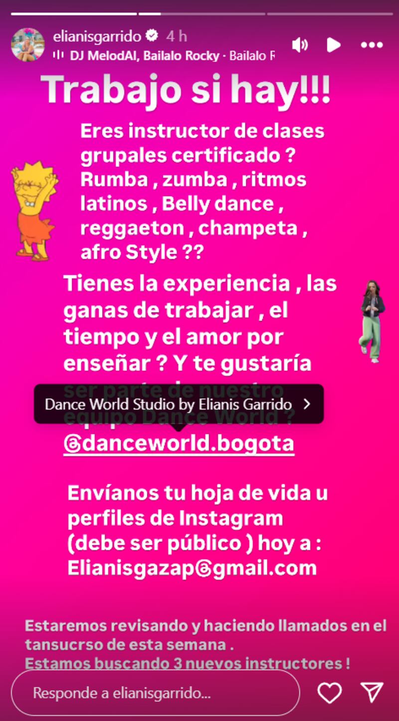 Elianis Garrido está dando trabajo en Bogotá y Barranquilla