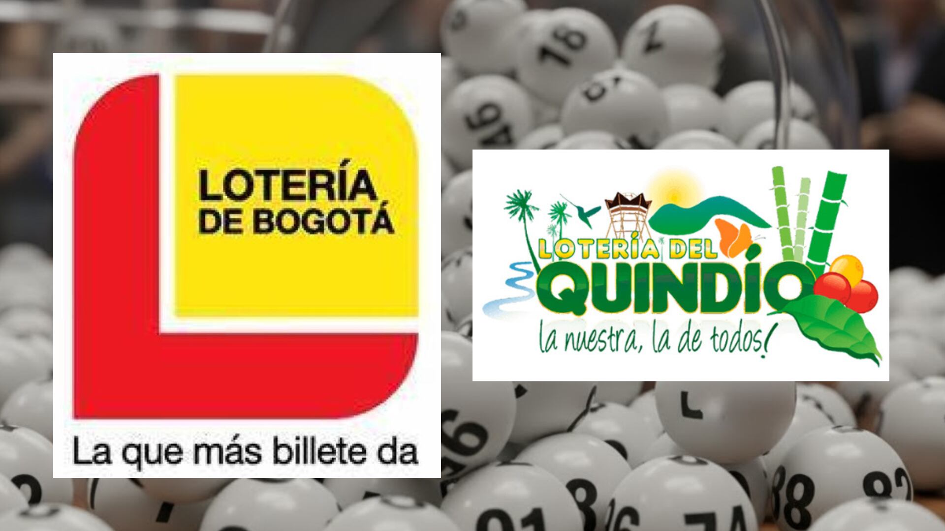Lotería de Bogotá y Quindío - Fotos: Balotas creadas con Gemini y logos de las loterías tomados de redes sociales el 13 de noviembre del 2025