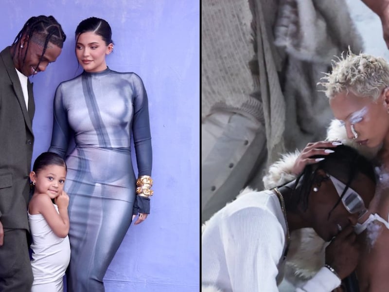 Critican a Travis Scott por bailar con mujer en bikini en frente de Kylie Jenner y su hija
