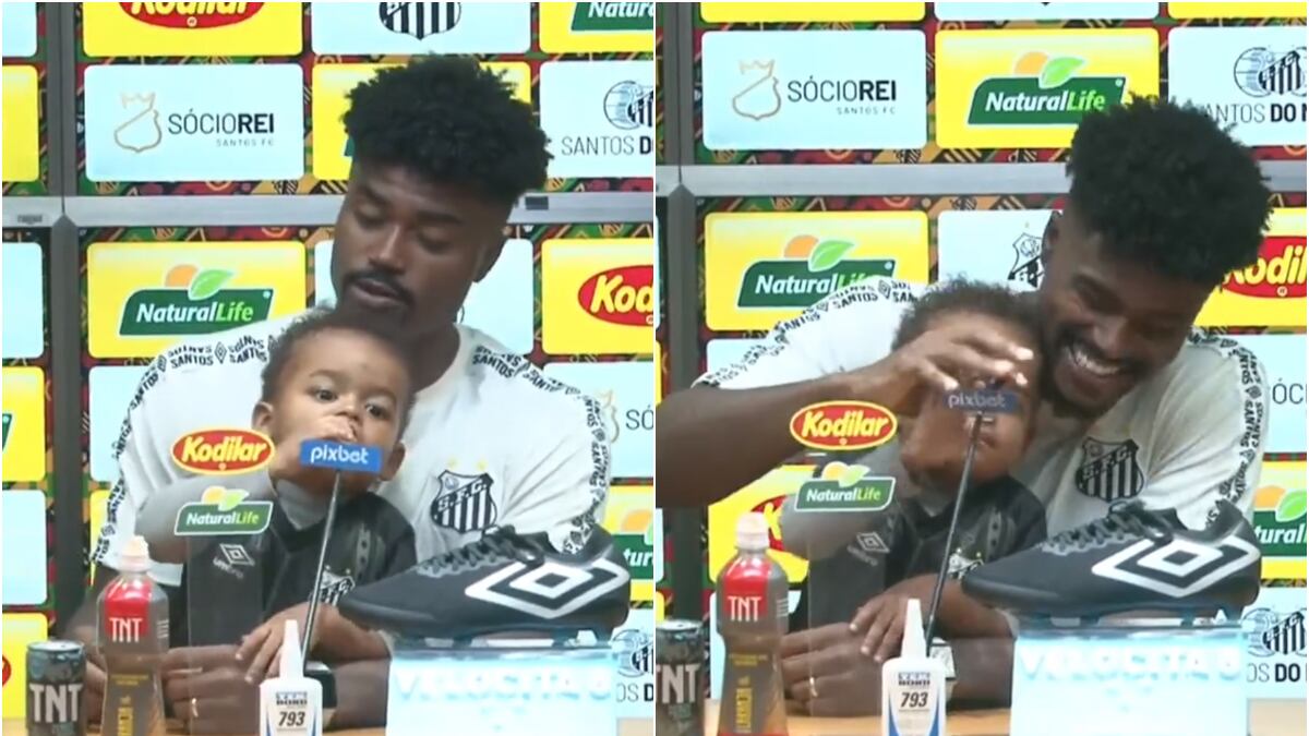 Hijo de Bauermann le quitó el micrófono y desató risas con sus extraños sonidos