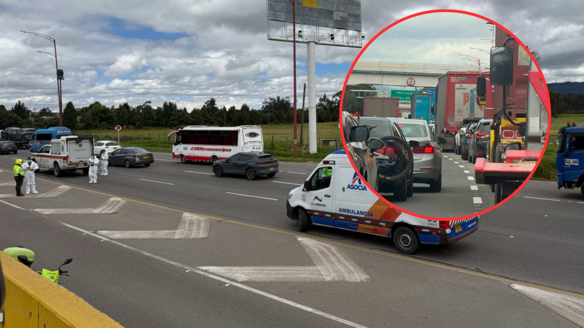 Autopista norte colapsada por accidente este sábado 20 de junio