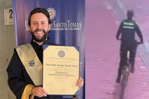 Video del momento en que un policía en ‘bici’ enfrentó a los ladrones que asesinaron a Jean Claude Bossard en Usaquén