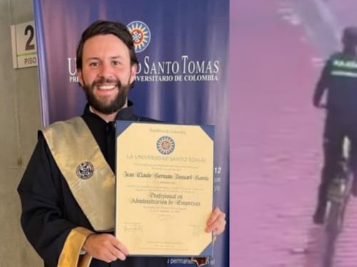 Video del momento en que un policía en ‘bici’ enfrentó a los ladrones que asesinaron a Jean Claude Bossard en Usaquén