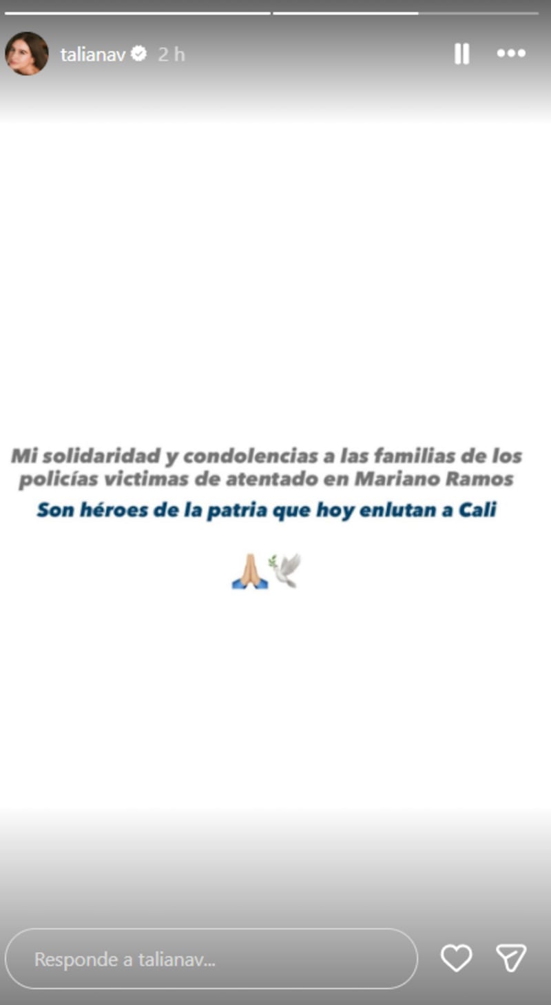 Taliana Vargas le envió sentido pésame a familias de policías tras atentando en Cali