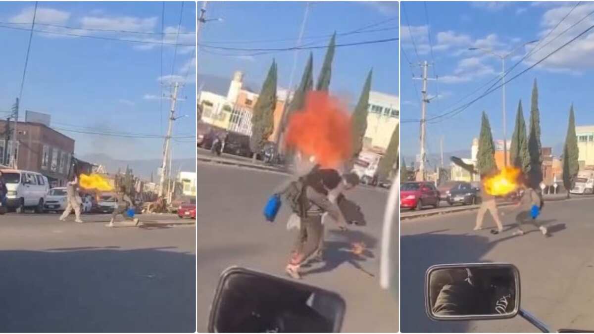 Épica pelea entre tragafuegos y limpiavidrios con poderes activados en plena calle