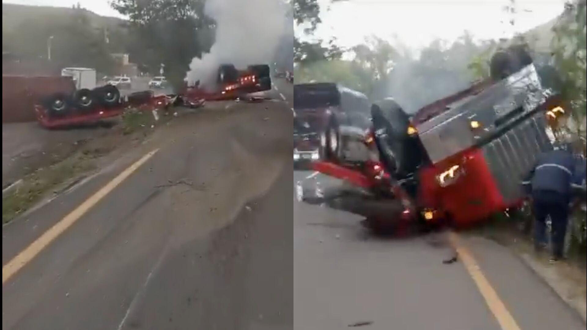 Tractomula se quedó sin frenos y protagonizó fuerte accidente en la vía Bogotá - Melgar (Redes sociales)
