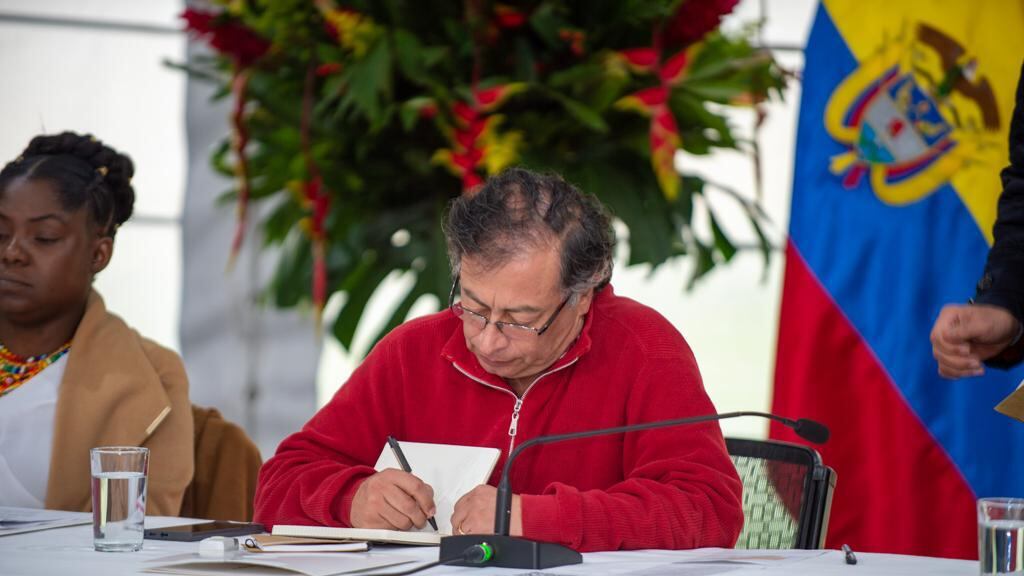 Presidente Gustavo Petro en la reunión de planeación estratégica, en Hato Grande.