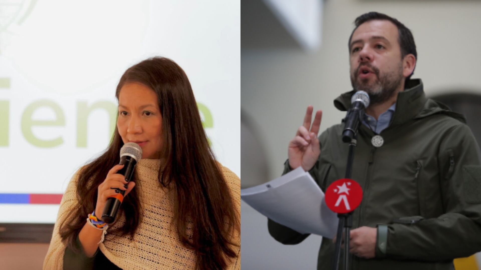 Ministra de Ambiente, Lena Estrada y el alcalde de Bogotá Carlos Fernando Galán.