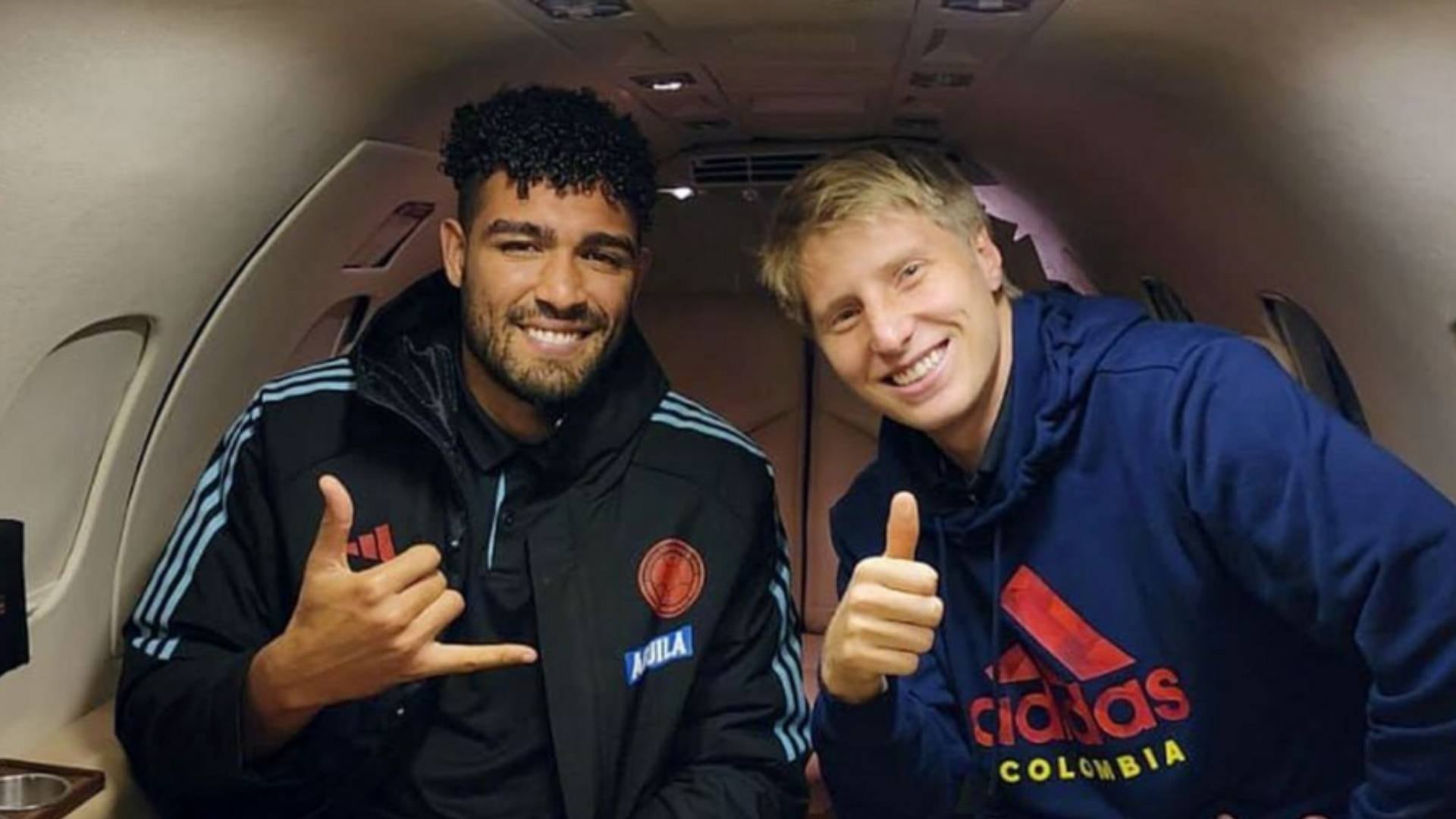 Llegada de Álvaro Montero y Andrés Llinás a la concentración de Millonarios