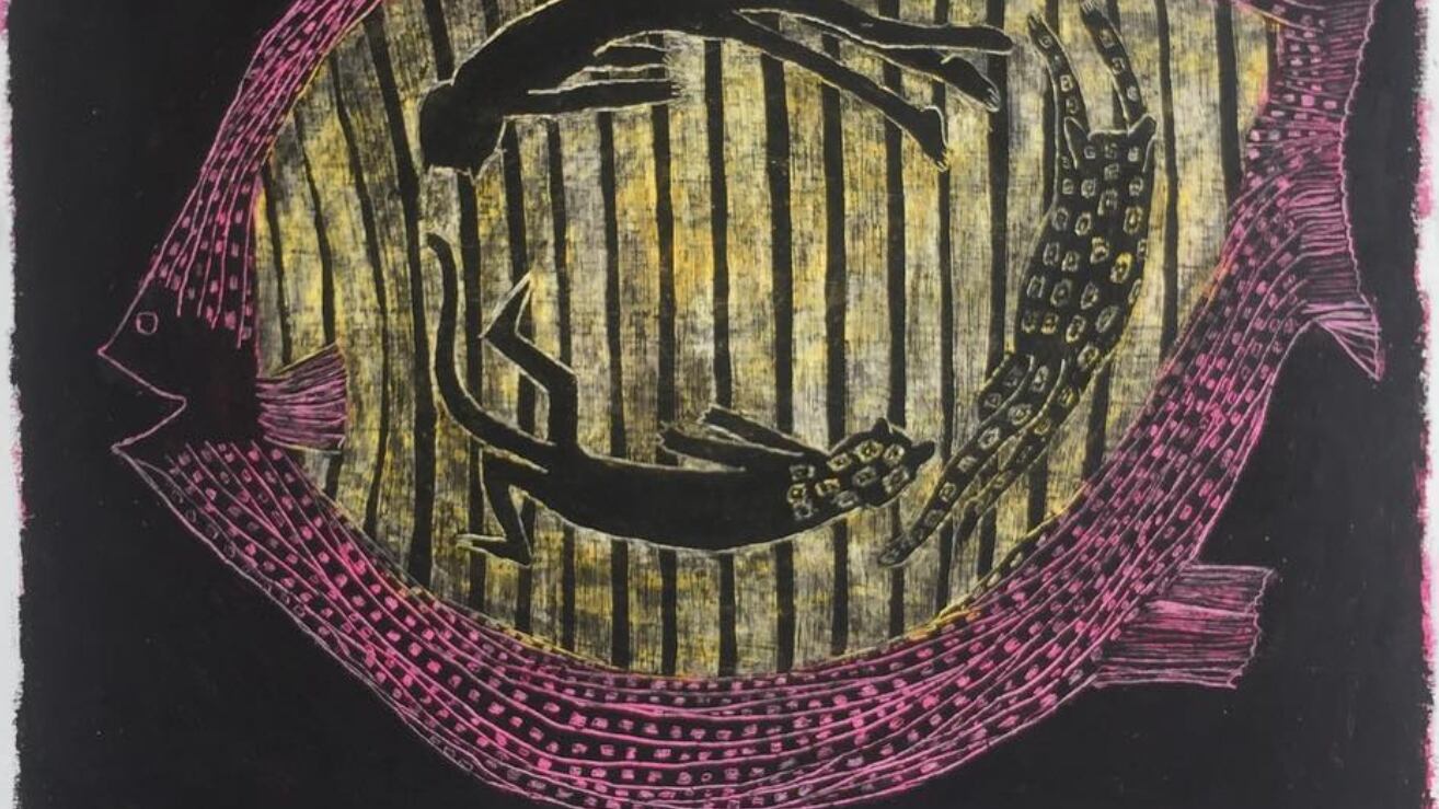 El sueño de los jaguares (35x35 cm, pastel), de la serie #sueñosdelaselva.