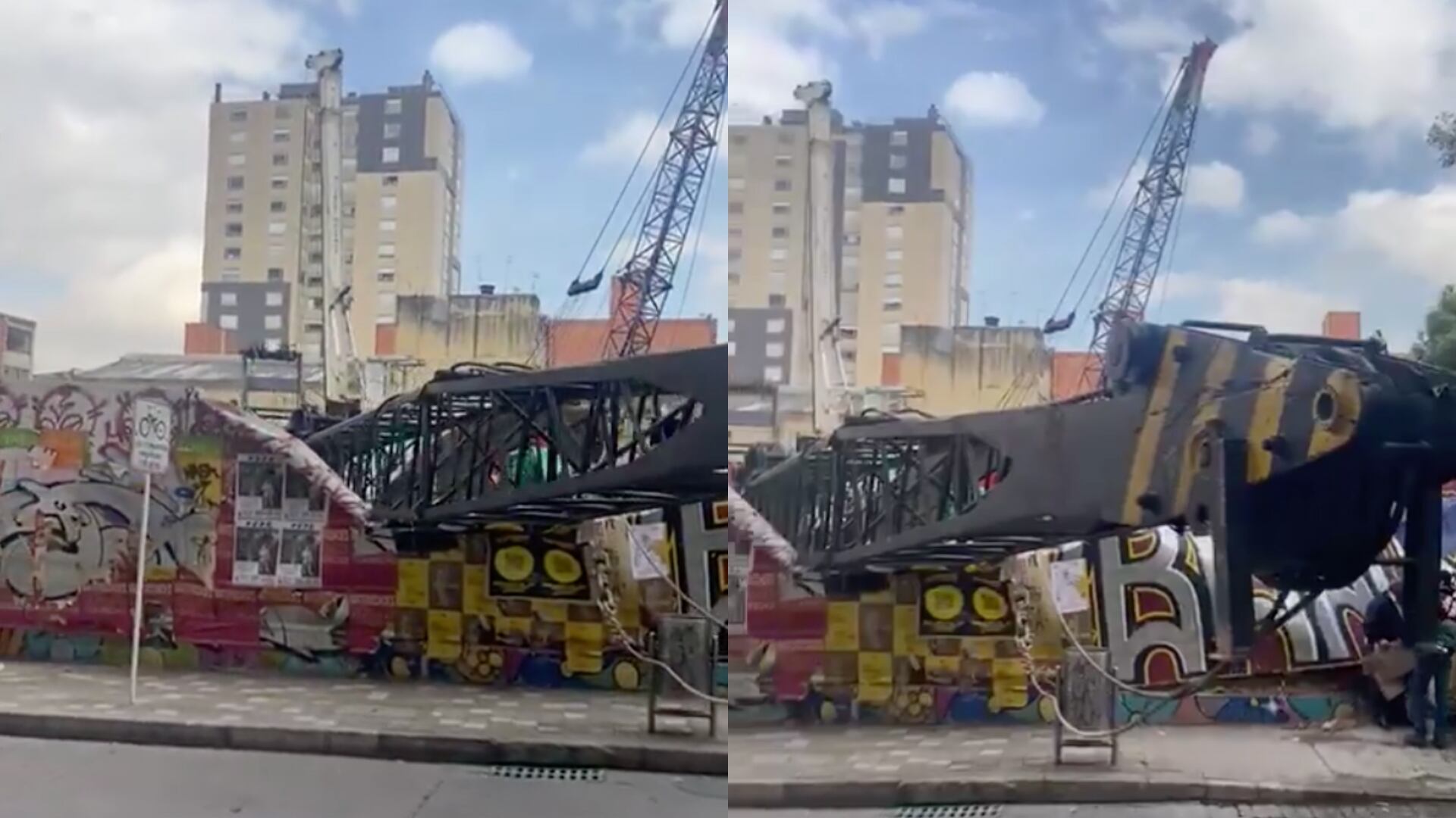 Todo parece indicar que la grúa perdió la estabilidad y cayó sobre el predio donde realizan una construcción.