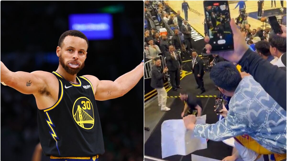 Stephen Curry convirtió increíble canasta desde la entrada a los vestuarios