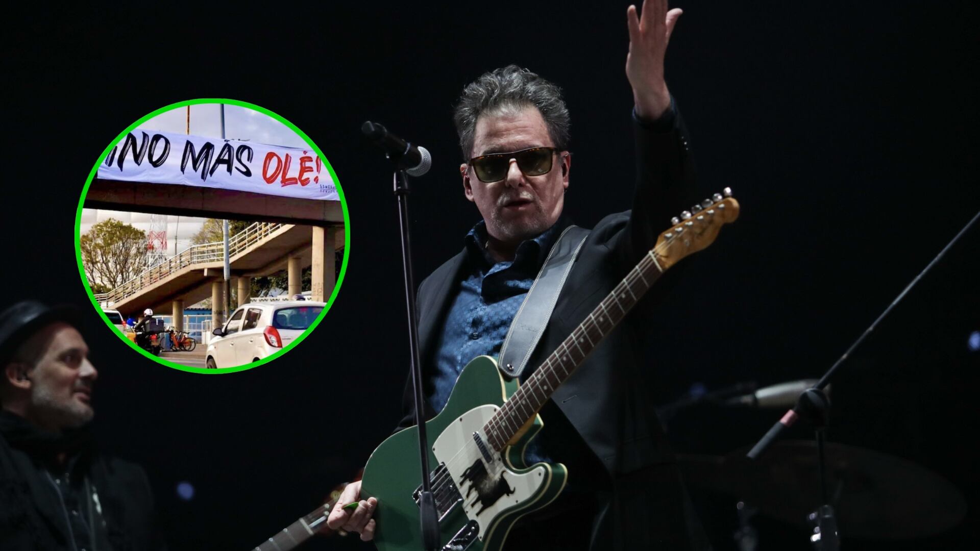 Andrés Calamaro lo recibieron en Bogotá con mensaje antitaurino y el cantante no lo pasó por alto (Foto: Archivo y redes sociales de Esmeralda Hernández)
