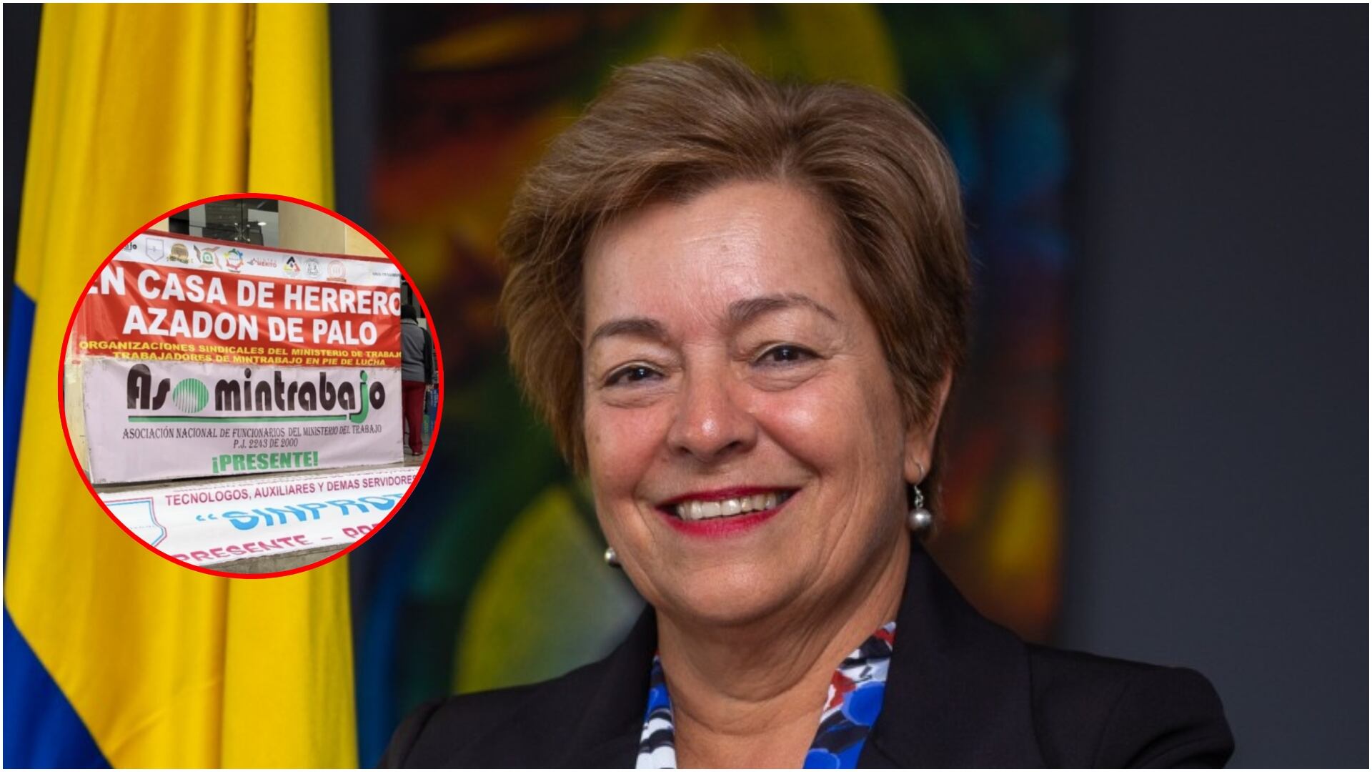 Empleados del Ministerio del Trabajo hacen paro a las afueras de la entidad (Ministerio del Trabajo y captura de pantalla de redes sociales)