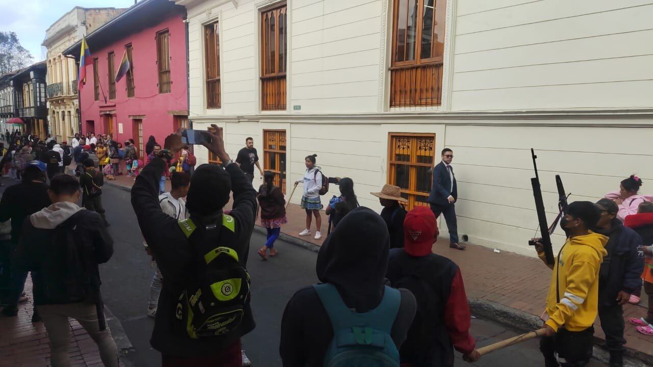 Manifestación de indígenas en Bogotá.