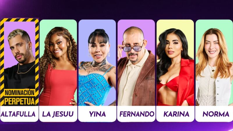 Placa de nominados de 'La casa de los famosos Colombia 2'